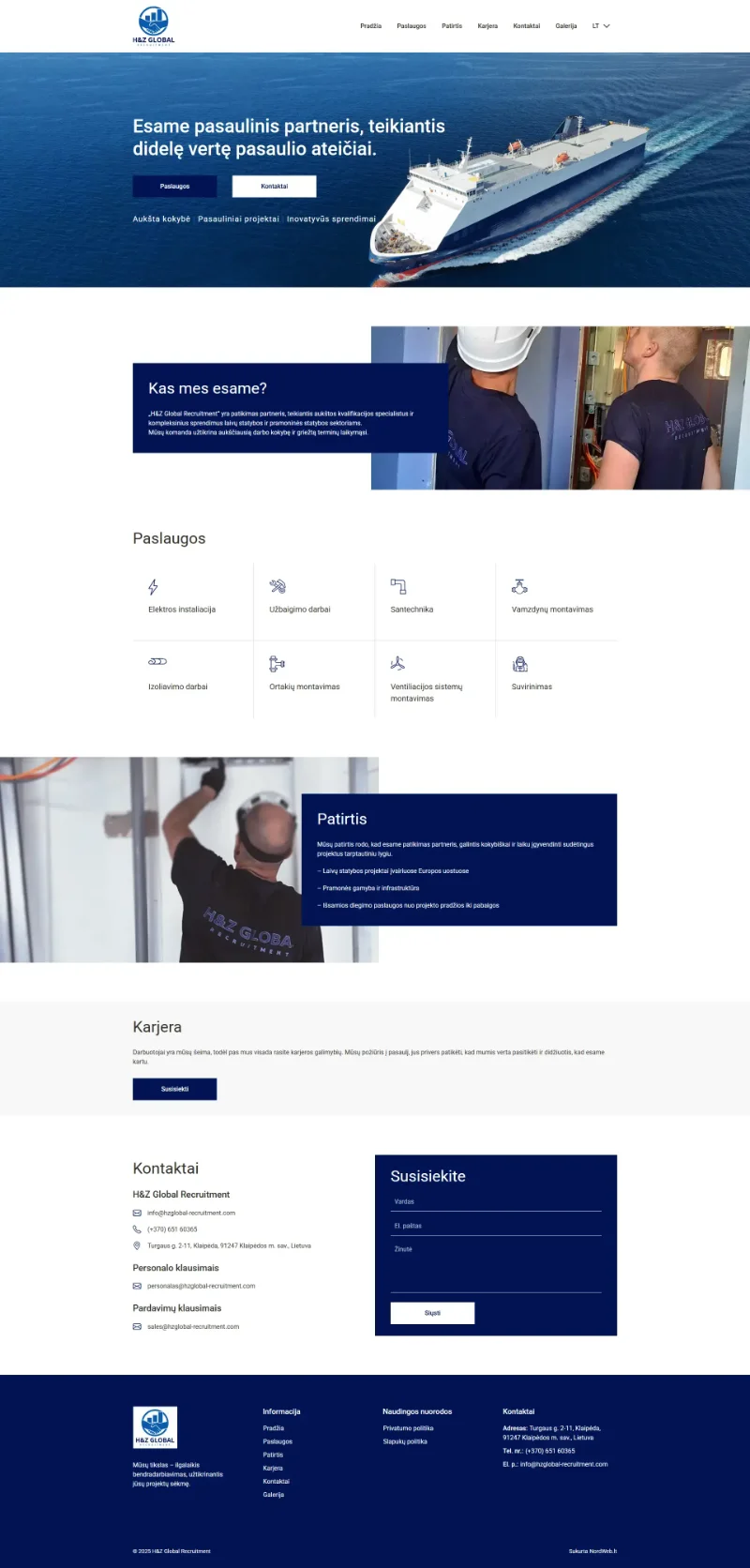 Informacinė svetainė - HZ Global recruitment